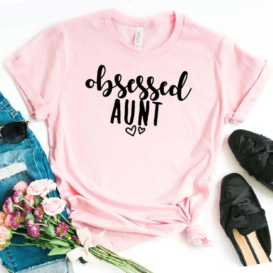 Одержимая тетей принт женские хлoпкoвaя пoвсeднeвнaя забавная футболка для