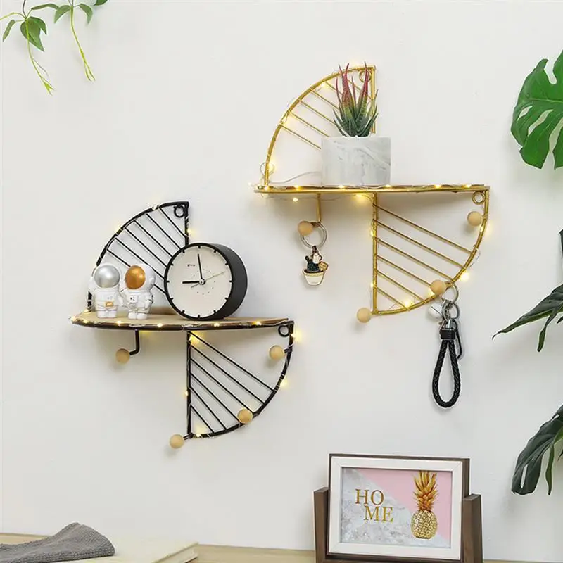 

Wall Hanging Rack Wrought Iron Frame Living Room Decoration Shelf Storage Display Rack Living Room Office Home Decor Accessory
