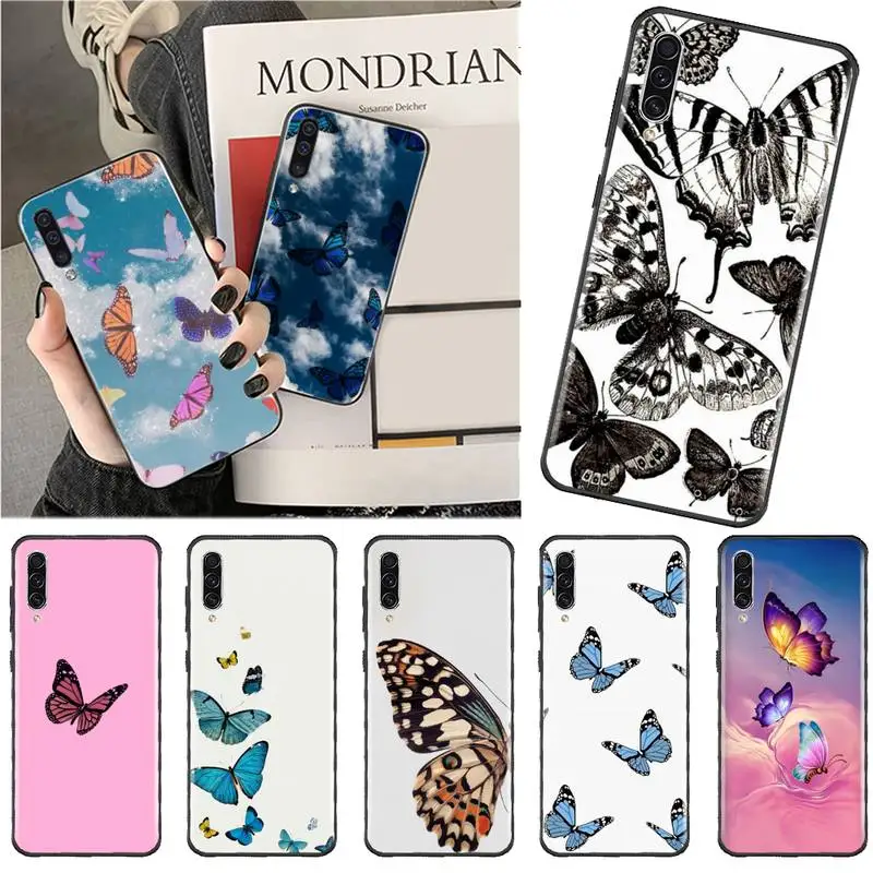 

Blue Butterfly Phone Case For Samsung A40 A50 A51 A71 A20E A20S S8 S9 S10 S20 Plus note 20 ultra 4G 5G