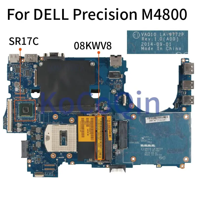 KoCoQin материнская плата для ноутбука DELL Precision M4800 CN 08KWV8 LA 9772P SR17C DDR3|Материнские
