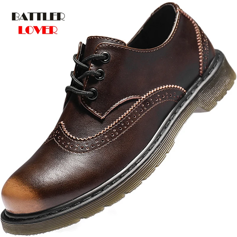 

Men Classic Martin Boots Genuine Leather Work Botas for Male Comfortable Shoes Cool Motorcycle Ankle Boots Low-cut Sneaker 38-47