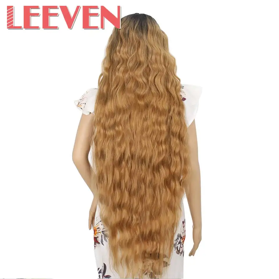 T1B/27 Leeven Synthetic Lace Front Wig Black Water Wave Wigs For Woman Long Hair Wigs Black Brown 613 Blonde Wig Cosplay Hair - Color: T1B/27
