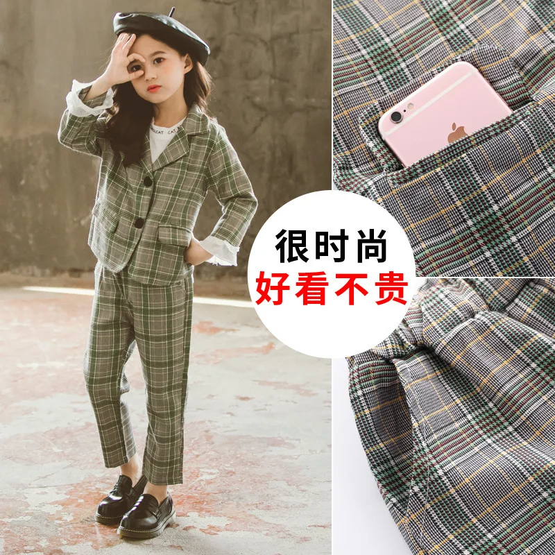 Toddler Girl Fall Clothes Outfits For Girls Children/kids Tracksuit Wedding Kids Suit Formal Pant Plaid Blazer Set 10 | Детская одежда
