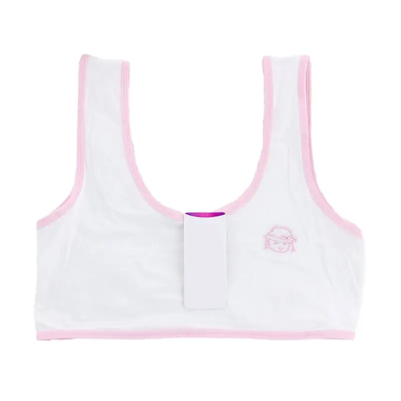 

Puberty Girls Wide Straps Tank Crop Top Cartoon Embroidery Underwear Vest 6-16T P31B