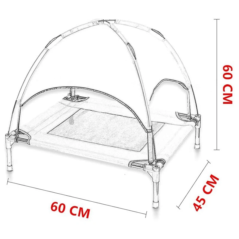 

Elevated Dog Cot with Removable Canopy Raised Cat Pet Bed Tent Indoor Outdoor Bed Portable Camping Beach Travel Shade
