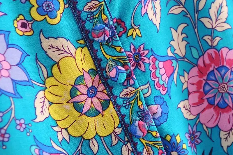 Винтажная шикарная женская блузка в богемном стиле с цветочным принтом павлина