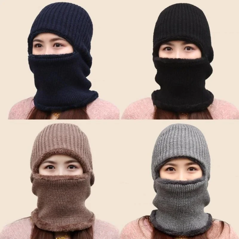 Шапка для велоспорта шапка с воротником холодными ушами зимняя женская вязаная