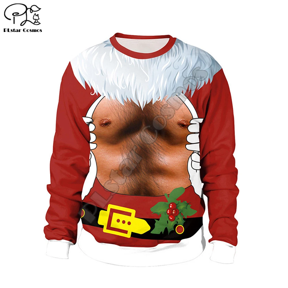 

Cool Christmas Sweater cosplay muscle Santa Claus Printed Loose Sweater Men Women Sweatshirt Christmas Novelty Autumn Tops 006