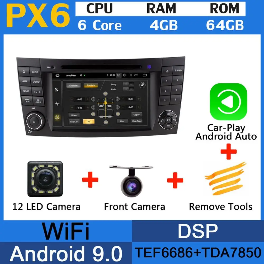 PX6-Carplay 5 USB порт Android 9,0 PX6/Восьмиядерный 4 Гб ram автомобильный dvd-плеер для Mercedes Benz W211 W463 W219 W209 E G CLK CLS класс Автомагнитола - Цвет: PX6-Carplay