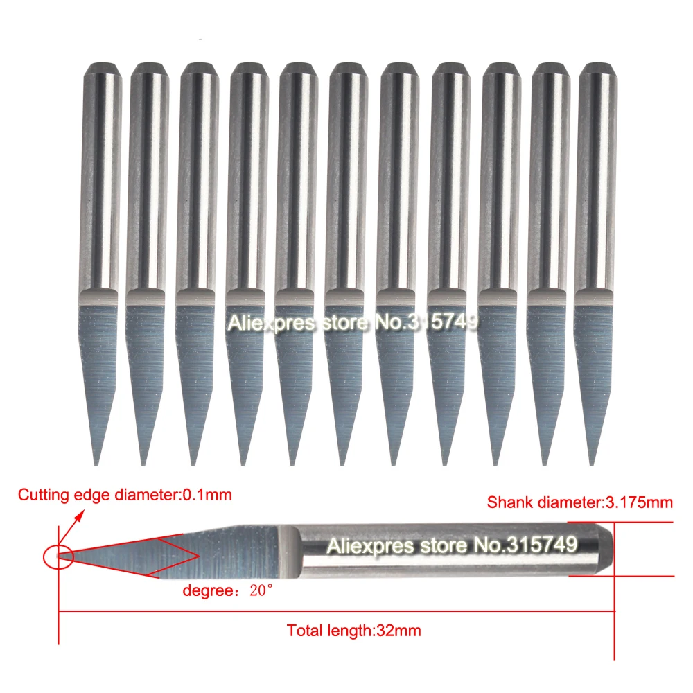 

3,175 мм Вольфрам бит 1/8 "хвостовик 20 градусов V Форма Карбид PCB гравировальный станок с ЧПУ маршрутизатор с ЧПУ Инструменты акриловый Фрезер дл...