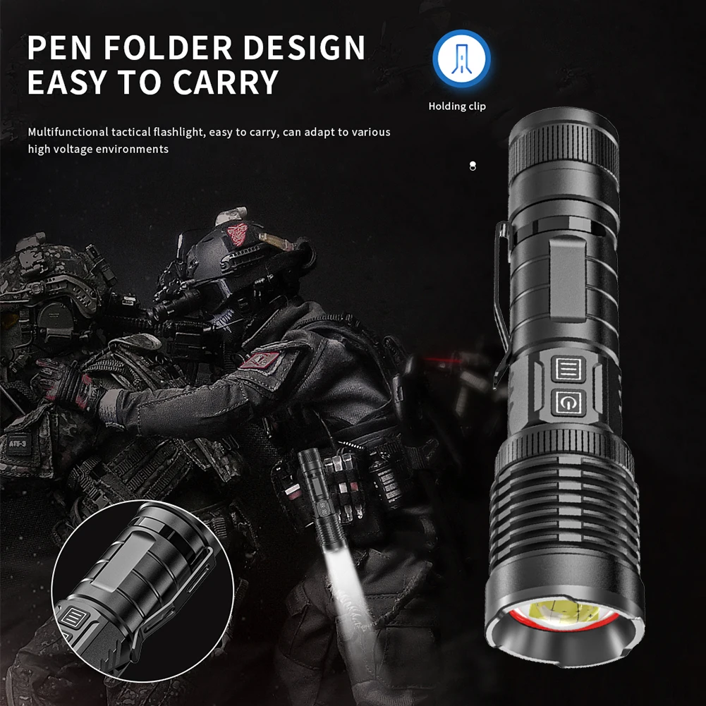 

XHP99 LED Flashlight Zoom USB Rechargeable 2300LM Camping Outdoor Torch Lamps Handheld Spotlight Lantern Flashlight