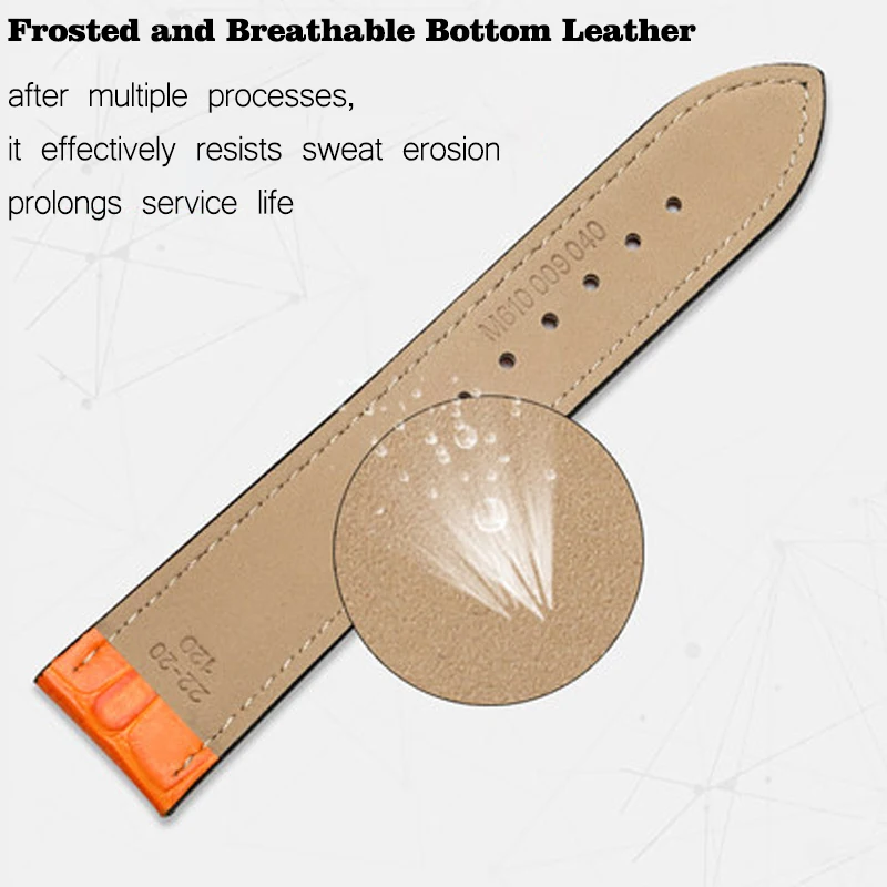 Genuine Leather Watch Strap Black Orange Thread Butterfly Button Replacement Belt for Mido M005 Strap Men 22mm 23mm Watch Band