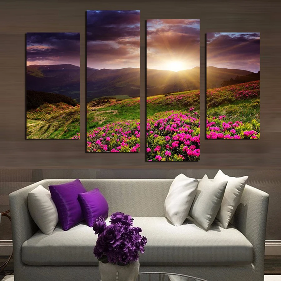 

Sunset Scenery 5D Diy Diamond Painting 4 Piece Full Square Round Drill Diamond Embroidery Flower Mosaic Needlework Decor AA2307