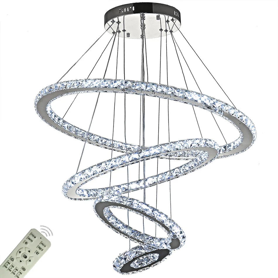 

Современные хрустальные светодиодный ные светильники из нержавеющей стали K9, домашнее освещение, люстры «кольца» хрустальный потолок, под...