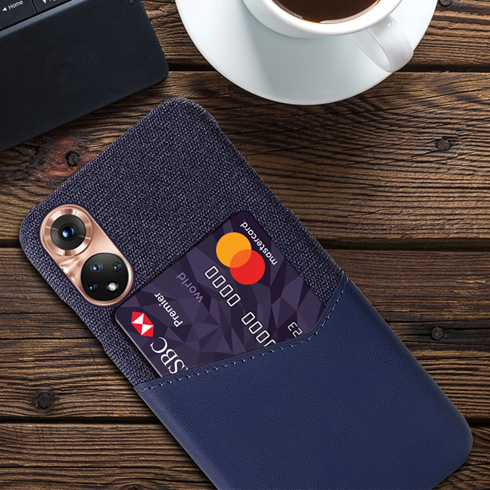 

Honor 50 Case Febric Card Holder Cover For Honor 50 Pro Funda Cloth Texture PU Antiskid Coque For Honor 50 50Pro Honor50 Capa