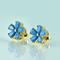 gems beauty 14k rose gold filled sterling silver created turquoise stud earrings for women floret earrings couple romantic gift