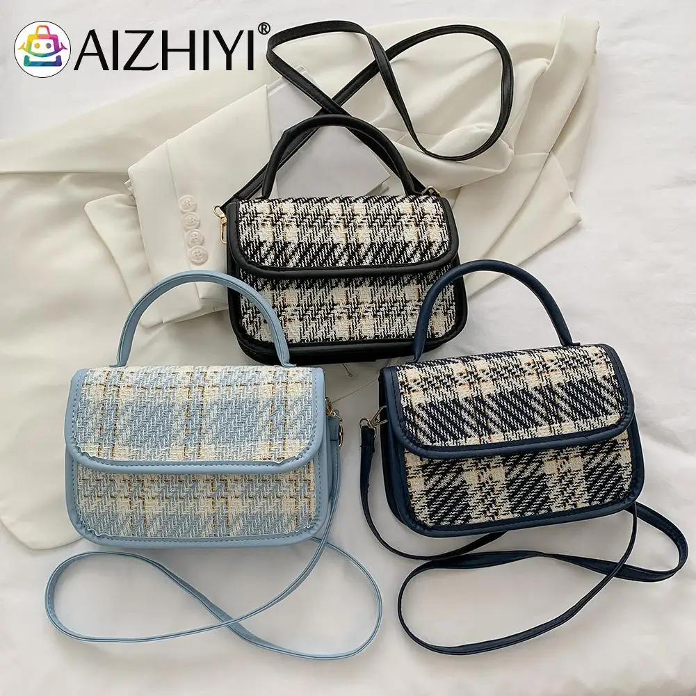 

Fashion Women PU Leather Coarse Patchwork Check Pattern Printing Shoulder Messenger Bag Casual Ladies Flap Purse Handbags