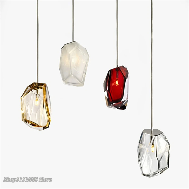Nordic Ice cube Glass LED G4 подвесные светильники цветные хрустальные гостиная кухня
