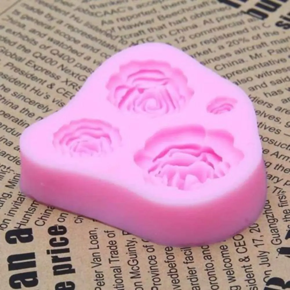 Розы цветок силиконовые формы для торта шоколад мастика украшения Fondant Fimo инструменты 4 размера в 1
