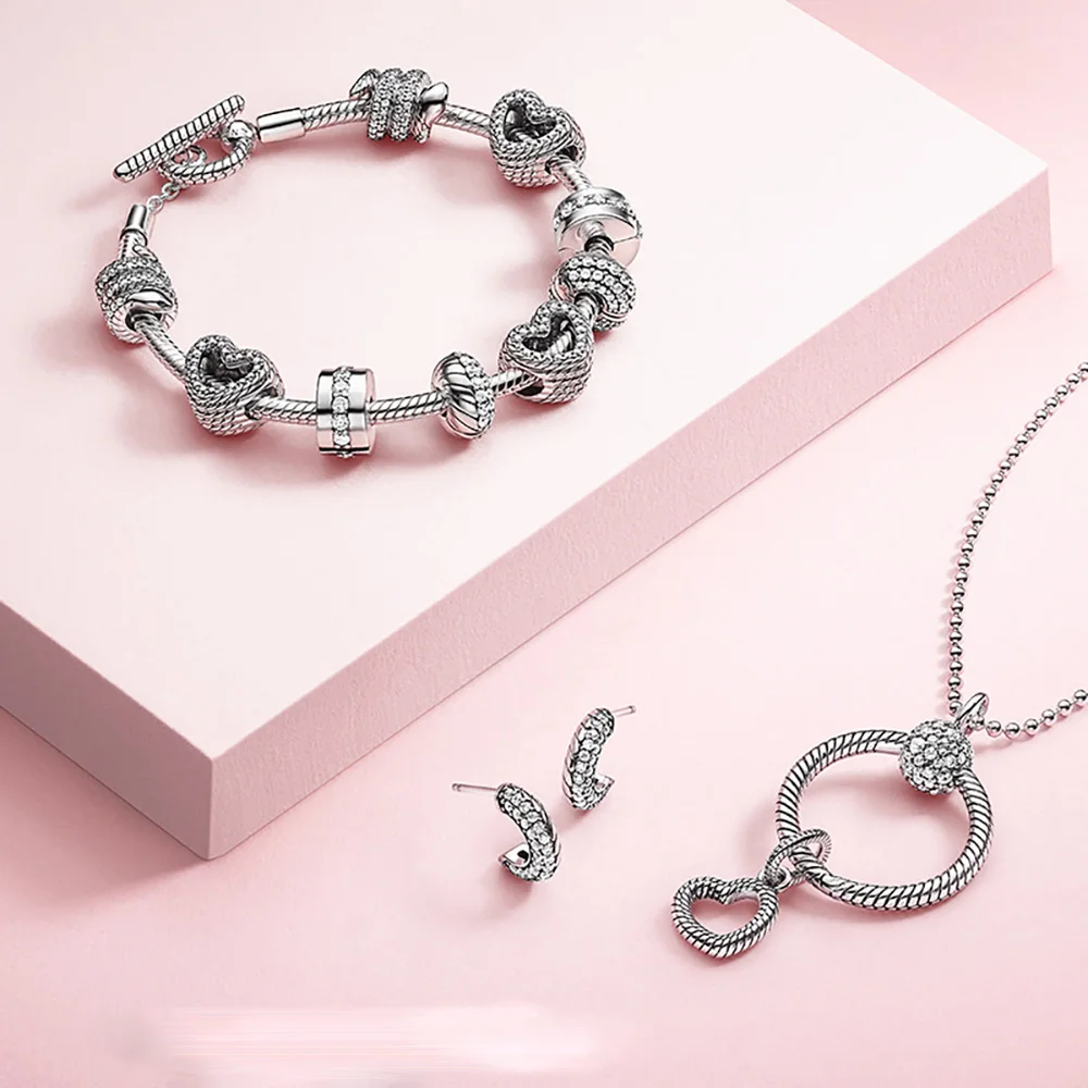 

Danturn Autumn 925 Sterling Silver Bead Pave Snake Chain Pattern Clip Charm fit Original Pandora Bracelet Women Jewelry Making