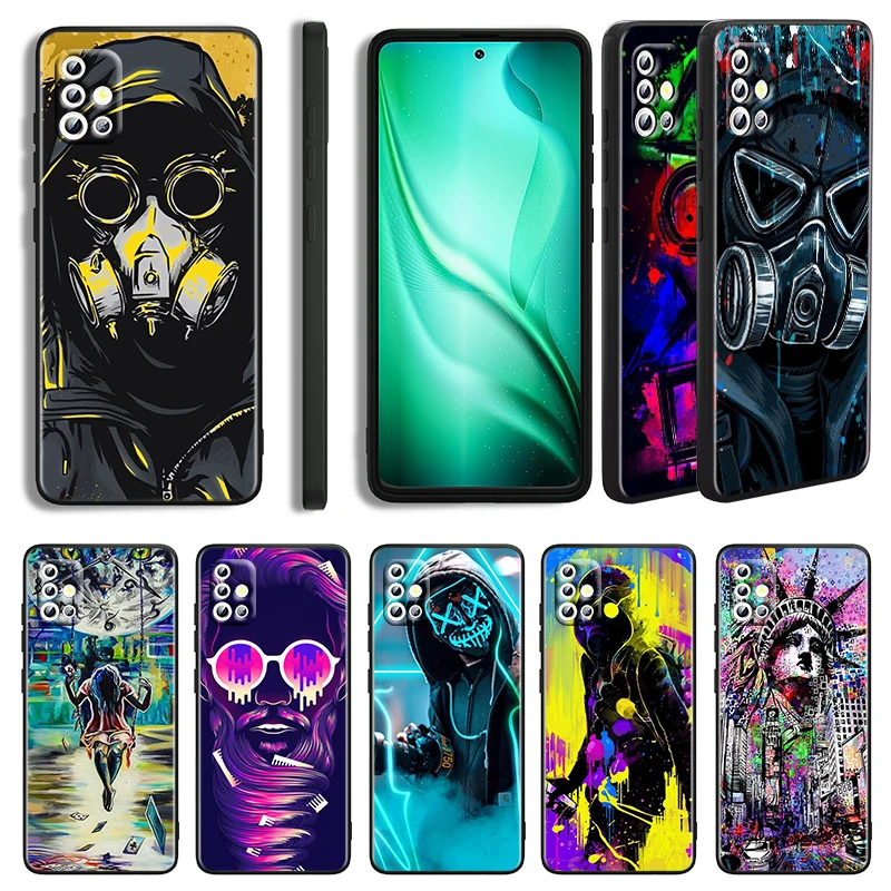 Противогаз DJ Man для Samsung Galaxy A21 A11 A03 A01A41 A31 A21S Core A91 A81 A71 A51 5G UW черный чехол телефона |