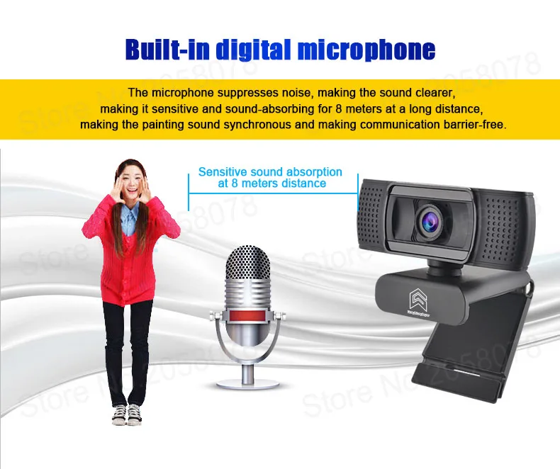 

Webcam 1080P, HDWeb Camera with Built-in HD Microphone USB Plug n Play Web Cam, Widescreen Video