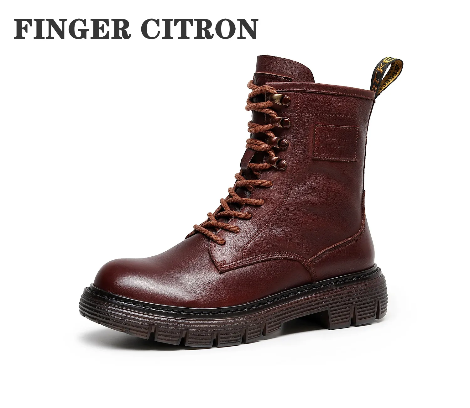 

Finger Citron Women Chelsea Anckle Boots Genuine Cow Leather For Spring And Autumn Round Toe PVC Outsole By Handmade Size 35--40