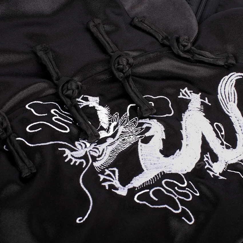 

Chinese Dress Cheongsam Gothic Emboridery Dragon Qipao Vintage Evening Party Vestido Long Robe Traditional for Women Black Sexy