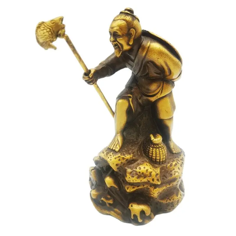 

Chinese brass retro fishing statue of Jiang Taigong