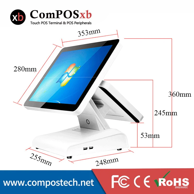 

Clear payment details POS system 15 inch capacitive touch dual screen POS terminal for gaming room