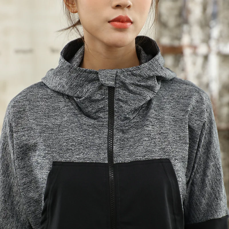 Running Jacket Fitness Sport Clothes Women Long Sleeve Hooded Gym Crop Top Hoodies Yoga Cropped | Спорт и развлечения