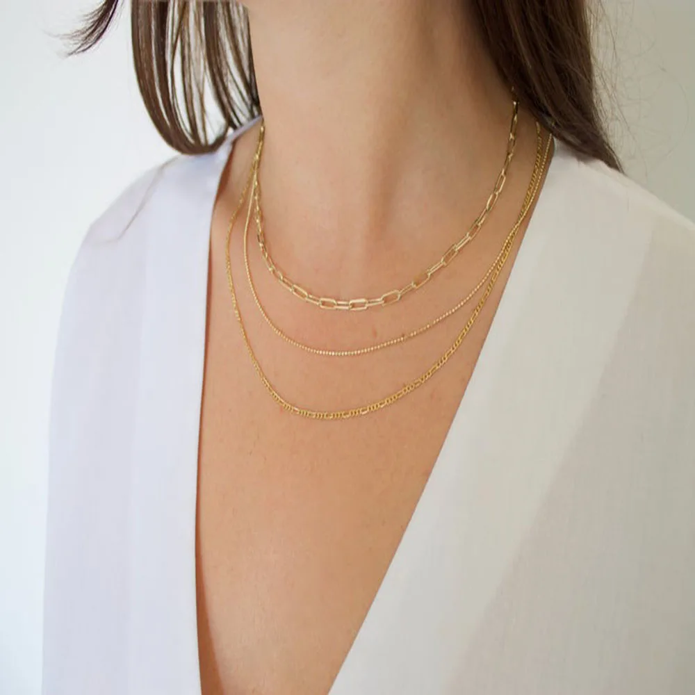 Bohemian ethnic style metal 3-layer chain necklace 2020 fashion multi-layer jewelry factory direct selling price is cheap | Украшения и