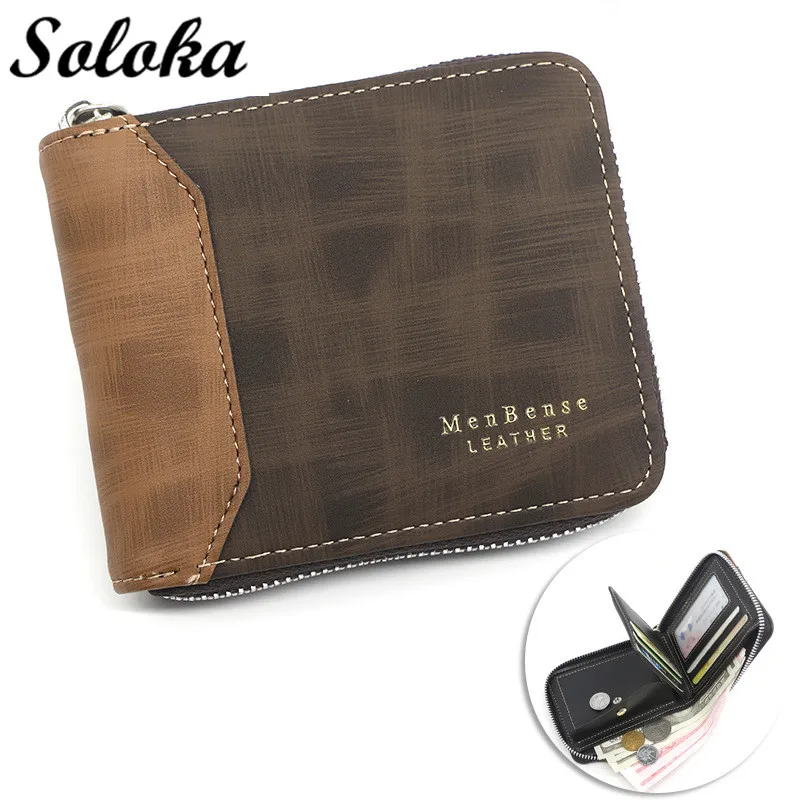 

Fashion Frosted Men's Short Wallet Pu Leather Casual Multi-card Zipper Bag Card & ID Holders small Coin Purse Minimalist Wallet