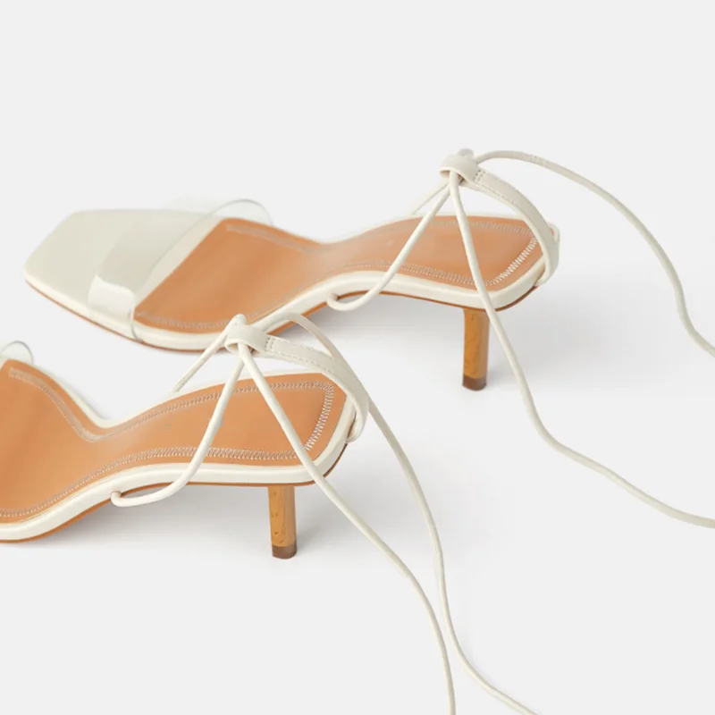 2021 женские босоножки на каждый день ПВХ Прозрачные высокие каблуки туфли Ремешок