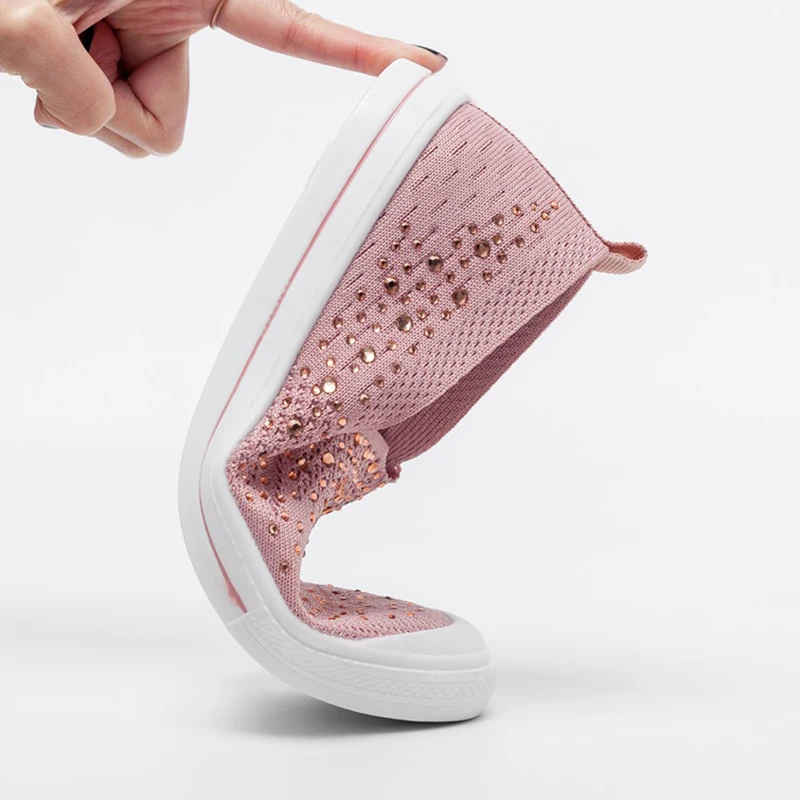 

Women's Shoes Ladies Ankle Shoes Flat Loafers Crystal Fashion Bling Women Sneakers Casual Ladies Slip On Breathable Casual Shoes