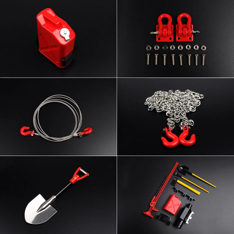 

Simulation modification accessories metal trailer hook oil tank shovel is applicable to 1:10 RC car trx-4 trx-6 scx10 90046