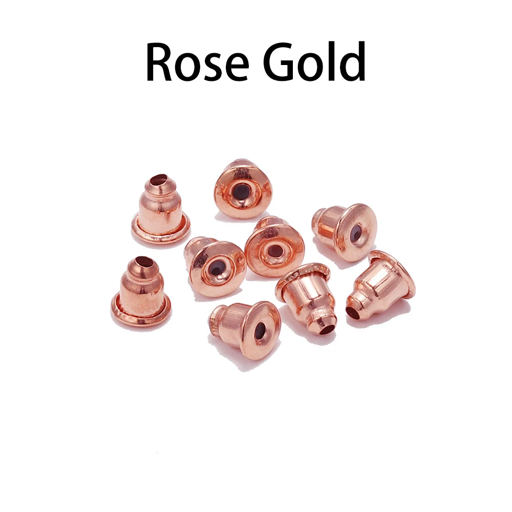 Rose Gold 5*6 мм, 200 шт, серьги-шпильки, фиксаторы, прокрутки для ушей, сделай сам, закрытые колпачки, серьги, задние фиксаторы, аксессуары для ушей - Цвет: Rose Gold