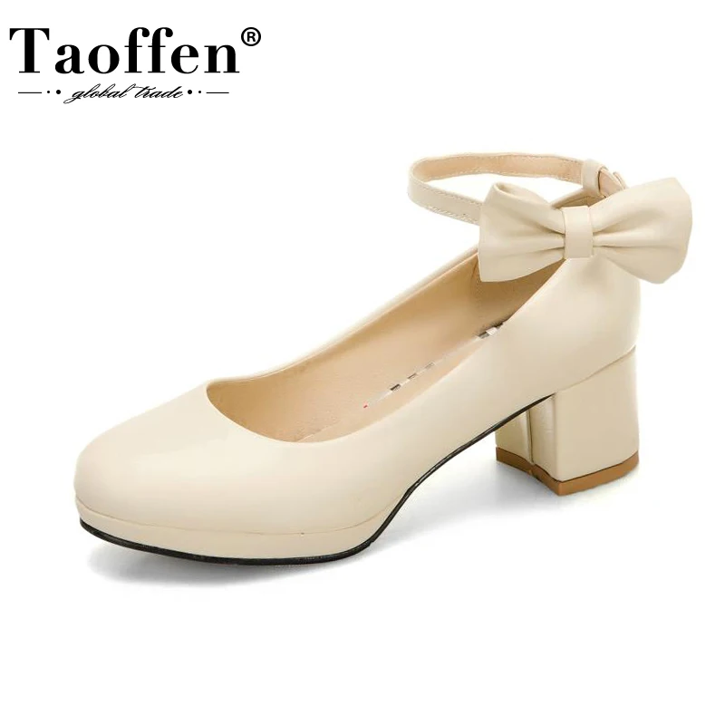 

Taoffen Size 30-43 Women Pumps Fashion Platform Bowknot High Heel Shoes Woman Spring Ankle Strap Office Lady Daily Footwear