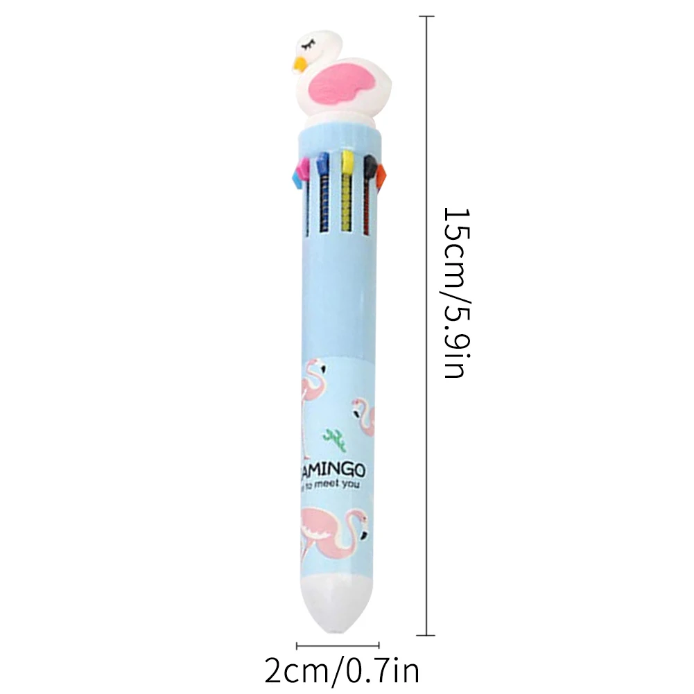 

4PCS Retractable Multicolor Ballpoint Pen 10 In 1 Multicolor 3D Flamingo 0.5mm Ballpoint Pen Retractable School Supplies