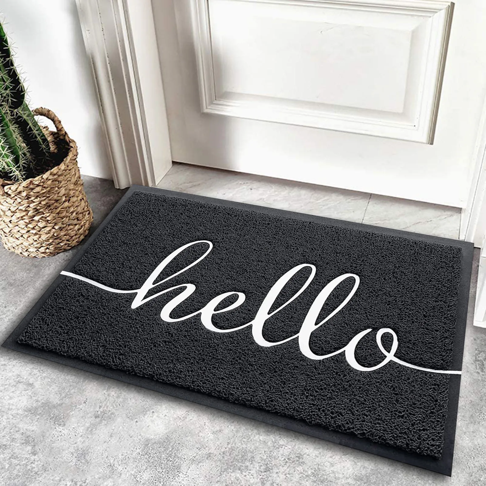 

Home Carpet Modern Style Letter Print Floor Mat Rectangle Footcloth for Entryway Living Room