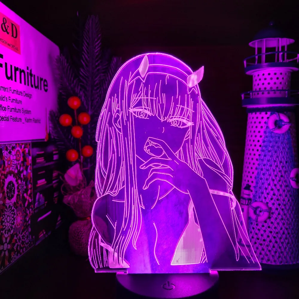 

Anime Zero Two 002 DARLING in the FRANXX 3D Table Lamp Home Decoration Nightlight Led Illusion Lighting Kids Gift