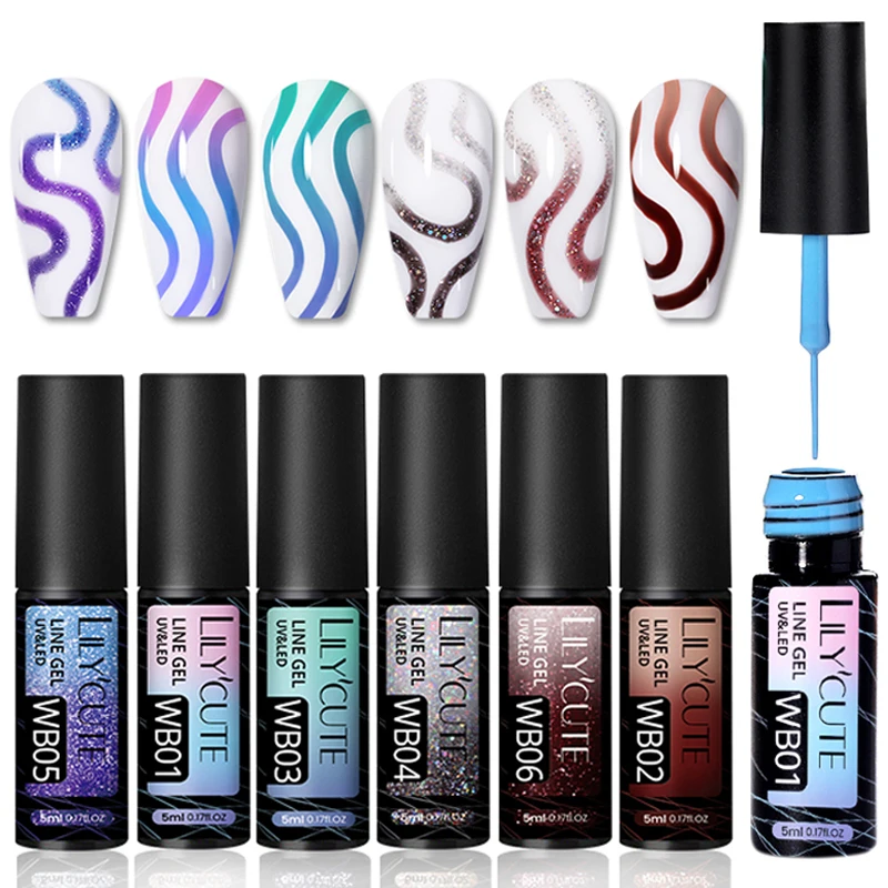 

LILYCUTE 5ml Thermal Line Nail Polish Gel Kit Color Changing Nail Gel Semi Permanent Polish DIY Painting Varnish Liner Gel Tool