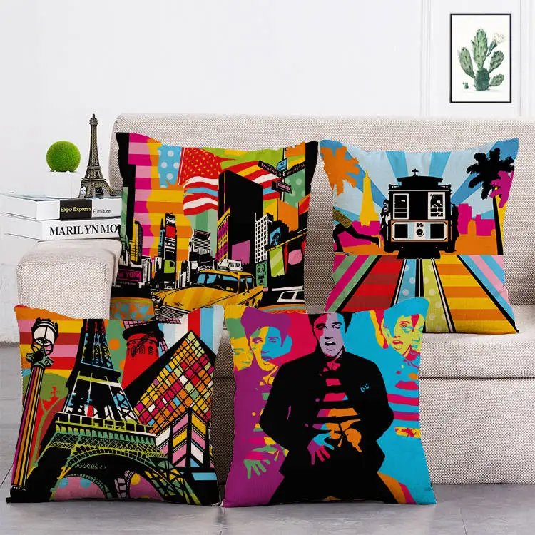 

45cm*45cm tower road and cars linen/cotton throw pillow covers couch cushion cover home decorative pillows T181