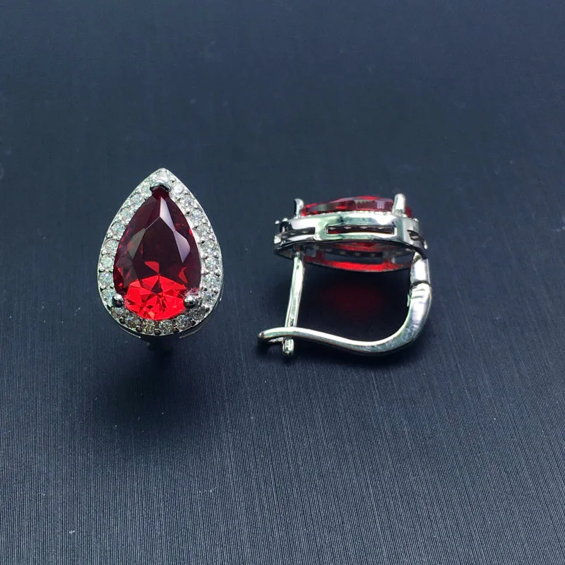 Женский ювелирный комплект из серебра 925 пробы с рубином|Ювелирные наборы| |