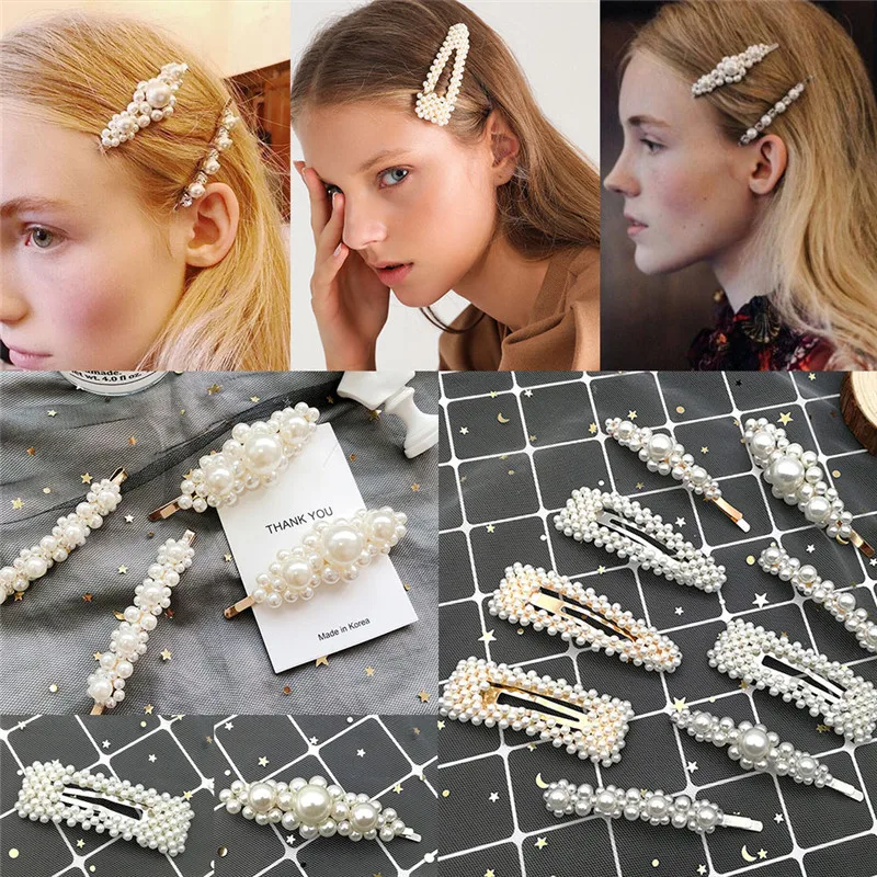 Новые Полностью жемчужные заколки для волос женщин и девочек ручной работы с