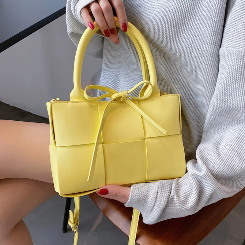 

Weave Square Women Shoulder Bag Luxury Designer Ladies Handbag Woven Leather Crossbody Tote Bags Small Flap Female Messenger Bag