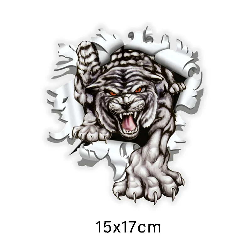 

Car Decal tiger in bullet hole colorful funny modeling off road car sticker car exterior PVC decal, 17cm * 15cm
