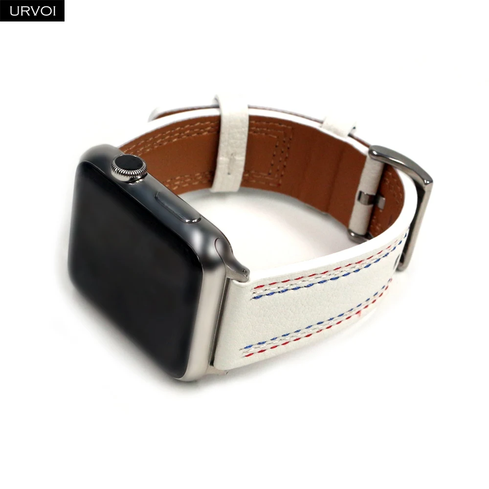 Ремешок URVOI для Apple Watch series 7 6 SE 5 4 3 2 1 браслет из натуральной кожи iWatch стильный