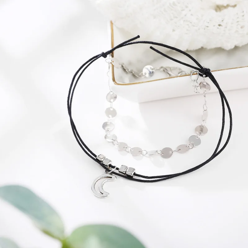 Новые украшения для ног креативные простые Многослойные браслеты из сплава с