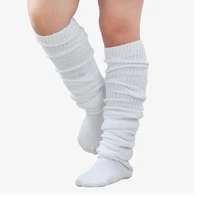 women boots loose pile socks solid color white black elephant bubble knee socks japanese high school girl costumes stockings